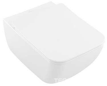 Комплект: унитаз подвесной, 375х560мм, с открытой кромкой смыва и сиденье SlimSeat, крепеж в компл., (цв. 01 white),  ZZ Villeroy & Boch Venticello 4611RL01