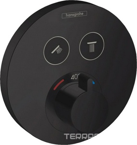 Термостат Highflow на 2 потребителя, внешняя часть круглая, без скрытой арт.01800180, (цв.матовый черный), HG  ZZ Hansgrohe ShowerSelect 15743670