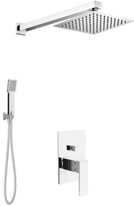 Душевой комплект (смеситель д/д встр.в стену, верхний душ, ручн.лейка, шланг, кронштейн совмещённый с шланговым подсоединением), (цв. хром),  ZZ BelBagno Romano ROM-DSET-CRM