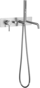 Смеситель для ванны, встраиваемый в стену, шланг, лейка, внутренняя часть в компл., (цв.браш.никель),  ZZ Allen Brau Priority 5.31A06-BN