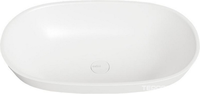 Раковина полувстраиваемая в столеш.сверху, овальная, 645х387хh165мм, без отв.д/смес, без перелива, литой камень S-Stone матовая,цв.белый,  01 ZZ Salini Marea 1802201M