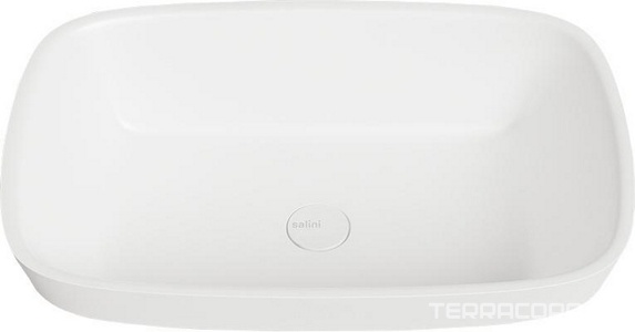 Раковина полувстраиваемая в столеш.сверху, 598х398хh165мм, без отв.д/смес, без перелива, литой камень S-Stone матовая,цв.белый,  02 ZZ Salini Marea 1802202M