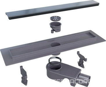 Дренажный канал  400мм, готов к-т, сифон d50мм, затвор сухой/гидро, (цв.черный), RGW SDR-31B ZZ RGW Универсал 47213140-04