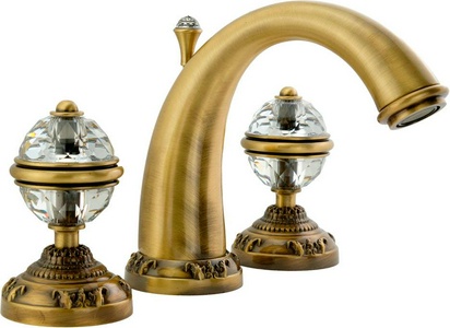 Смеситель для раковины на 3 отверстия, с д/к, (цв.бронза), Korona ZZ Migliore Cristalia 18583