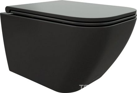 Унитаз подвесной, безободковый, 510х350х355мм, сиденье с микролифтом, крепеж в компл., (цв.черный матовый), MIMI Aria MB ZZ Cerutti Spa Mimi CT8920