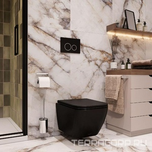 Унитаз подвесной, безободковый, 510х350х355мм, сиденье с микролифтом, крепеж в компл., (цв.черный матовый), MIMI Aria MB ZZ Cerutti Spa Mimi CT8920