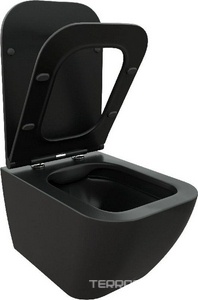 Унитаз подвесной, безободковый, 510х350х355мм, сиденье с микролифтом, крепеж в компл., (цв.черный матовый), MIMI Aria MB ZZ Cerutti Spa Mimi CT8920