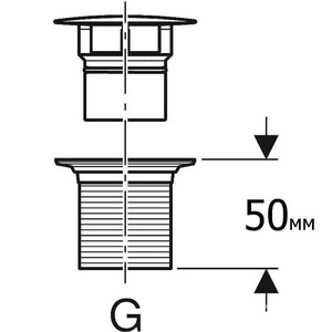 Пробка сливного отверстия для раковины без перелива, 1 1/4''x50мм, незапираемая, пластик., цв.хром, Geberit ZZ Geberit Универсал 152.050.21.1