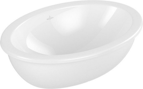 Раковина встраиваемая снизу 560x380x220мм, без отв.для смесителя, с переливом, крепёж в компл., (цв.R1white alpin cer+),  ZZ Villeroy & Boch Loop & Friends 4A5500R1