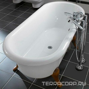 Ванна 1771х771хh450(615)мм,отдельностоящ,(кварил цв.01 белый),ножки цв.дерево в компл,без слива-перелива арт.U998800хх,  Duo ZZ Villeroy & Boch Hommage UBQ180HOM700V-01