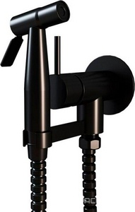 Смеситель совмещён. с гигиеническим душем, (готовый комплект: лейка пластик, шланг 100см.,скрытая часть), (цв.черный матовый PVD),  ZZ Paini Imola ISPZ442