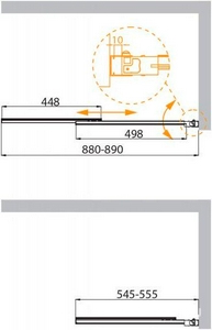 Штора на ванну, 2-х секц., раздвижная, (правая/левая), 900хh1500мм, (проф. брашированное золото, стекло 5мм прозрачное),  ZZ Cezares Slider SLIDER-VF-11-90/150-C-BORO