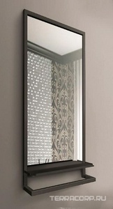 Зеркало прямоугольное 50х90х12см, с полкой и полотенцедержателем, рамка сталь цв.черный матовый, Steal ZZ Jorno Charm Ste.02.50/Pld/B