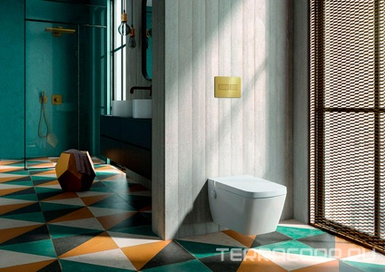 Панель смыва с двумя клавишами, для застенного модуля д/унитаза, (металл, цв.бронза, с текстурой ромбы),  ZZ Tece TECEsolid 9240435