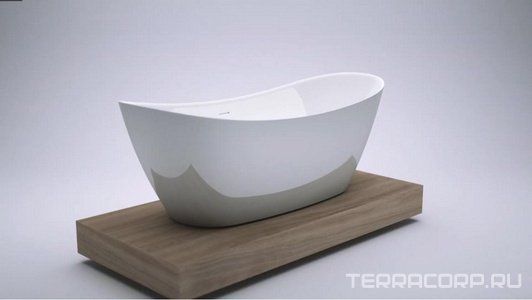 Ванна 1850х810хh720мм, отдельност, литой камень S-Stone, матовый цв.белый, нажимной слив камень в цв.ванны,  185 ZZ Salini Noemi 101811SM