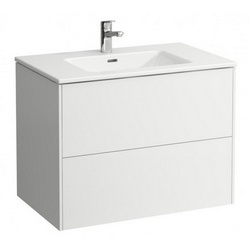 Тумба с раковиной 80х50х61 см, 2 выдв. ящика, органайзер, (цв. белый глянцевый), Base ZZ