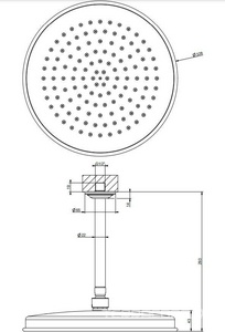 Душ верхний, стационарный, круглый, 300мм, с потолочным кронштейном, G 1/2, антикальц., (цв.Copper PVD),  ZZ Gessi Venti20 65153 030