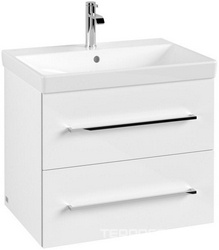 Тумба 630x514x452 мм, д/раковины, (2 выдв.отдела), креп.в комп.,(цв.стекло белое/ ручка хром глянц.), Avento ZZ