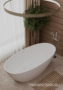 Ванна 1700x800хh540мм, отдельностоящая, интегрированный слив-перелив, д/к в цвет ванны в компл., (искусств.камень цв.белый),  Oval ZZ Allen Brau Krion 2.35003.21