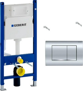 Инсталляция для подвесного унитаза, Geberit  458.163.21.1, двойной смыв, 112х50 см, клавища хром глянец квадрат. в компл. ZZ Geberit Delta 458.163.21.1