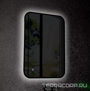 Зеркало 550х800мм, реверсивное, с подсветкой, сенсорный выкл., кромка цв.черный глянец,  ZZ Art & Max Siena S AM-SieS-550-800-DS-F