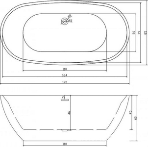 Ванна 1700x750x560мм, отдельностоящая, слив перелив в компл., (акрил цв.черный матовый), Vettore W ZZ Cerutti Spa d'ISEO CT9906
