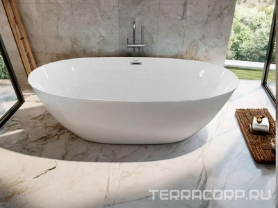 Ванна 1700x800xh600мм, отдельностоящая, слив перелив в компл., (акрил цв.белый), GRETA170 ZZ Cerutti Spa Resia CT10516