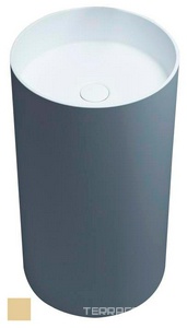 Раковина 450х450хh850/950мм, напольн,кругл,без отв.д/смес.и перел., литой камень S-Stone, матов.цв.RAL1015, донный клап.Up&Down в компл., 01 ZZ Salini Armonia 130111SMRF /  RAL1015 Light ivory (Светлая слон.кость)