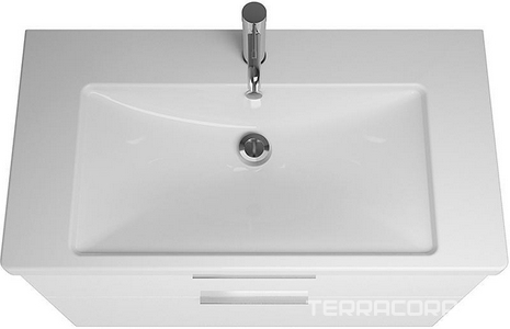 Тумба подвесная с керамич. умывальником 930х490х645 мм. 2 ящика с ручкой хром G0146., c 1 отв под смес. цвет белый глянц F2009  ZZ Burgbad Eqio SEYQ093F2009G0146C0001