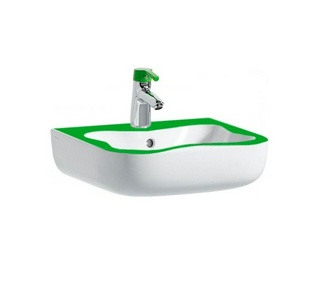 Раковина 45х41см, подвесная, с 1 отв.д/смесит., с переливом, без крепл., (цв.зеленый/белый), Flora Kids ZZ Laufen Flora kids 8.1503.1.072.104.1