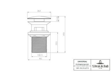 Слив для раковины Push-open (цв.хром), V&B ZZ