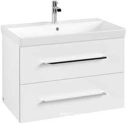Тумба780x514x484 мм д/раковины,  (2 выдв.отдела), креп.в комп.,(цв. стекло белое/ ручка хром глянц.), Avento ZZ