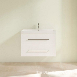 Тумба780x514x484 мм д/раковины,  (2 выдв.отдела), креп.в комп.,(цв. стекло белое/ ручка хром глянц.),  ZZ Villeroy & Boch Avento A89100B4