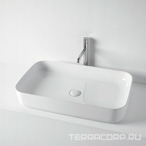 Раковина накладная на столешницу, прямоуг. 70х43хh12см, без отв.д/смесит., без перелива, (цв.белый глянец),  ZZ Kerasan Tribeca 460201