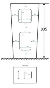 Раковина 440х380хh835мм, напольная, прямоуг., c отв.д/смес. и переливом, крепеж в компл., (керамика цв.белый),  ZZ Cerutti Spa Vito CT7663
