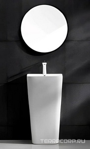 Раковина 440х380хh835мм, напольная, прямоуг., c отв.д/смес. и переливом, крепеж в компл., (керамика цв.белый),  ZZ Cerutti Spa Vito CT7663