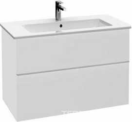 Тумба подвесная 755x482x618мм, для раковины, 2 выдвижных ящика, крепеж в комп.,(копус и фасад МДФ, плёка цв.белый глянцевый), Verity Line ZZ