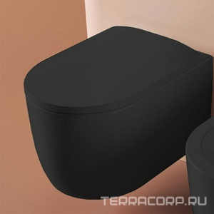 Сиденье для унитаза, с микролифтом, (цв. matt black, петли цв. хром),  ArtСeram Monet MNA001 17; 71