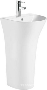 Раковина 480х420хh835мм, напольная, закругленная, c отв.д/смес и переливом, крепеж в компл., (керамика цв.белый),  ZZ Cerutti Spa Simona CT7832