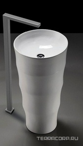 Раковина 420х420хh830мм, напольная, круглая, без отв.д/смес., без перелива, крепеж в компл., (керамика цв.белый),  ZZ Cerutti Spa Alessia CT7834