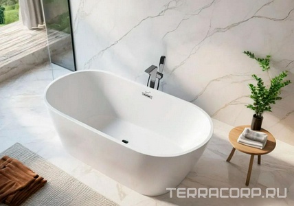 Ванна 1700x750xh600мм, отдельностоящая, слив перелив в компл., (акрил цв.белый),  170II ZZ Cerutti Spa Resia CT10519