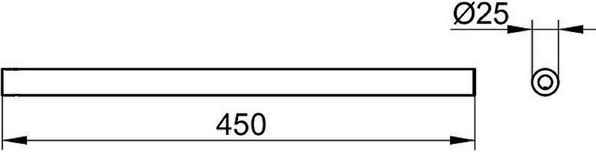 Полотенцедержатель торцевой одинарный 450мм, (цв.черный матовый),  ZZ Keuco Reva 12820 370000