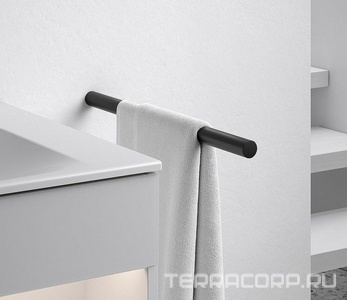 Полотенцедержатель торцевой одинарный 450мм, (цв.черный матовый),  ZZ Keuco Reva 12820 370000