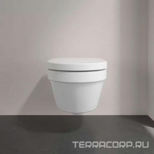 Унитаз подвесной, 370х530мм, безободковый, сиденье с микролифтом, крепеж в компл., круглая модель, (цв. 01 white),  ZZ Villeroy & Boch Architectura 4694HR01