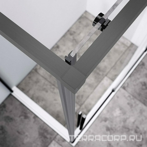 Душевой уголок 1100х900хh1950мм, прямоуг., правый/левый, (стекло прозрачное 6мм Easy Clean, фурн.цв.вороненая сталь),  ZZ Vincea Slim-N VSR-4SN9011CLGM