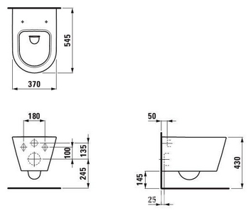 Унитаз подвесной, безободковый Rimless, 545х370, крепёж в компл., без сиденя,  ZZ Laufen Kartell by laufen 8.2033.6.000.000.1