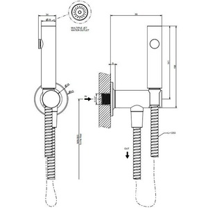 Гигиенический душ комплект: лейка, шланг 125см, кронштейн с подводом воды, (цв.Warm Bronze Br. PVD), Gessi ZZ Gessi Универсал 45123 726