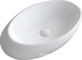 Раковина 480х300хh140мм, накладная, смещенный овал, без отв.д/смесителя, без перелива, (керамика цв.белый), Cerutti SPA ZZ