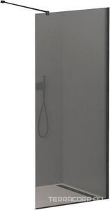 Душевая перегородка 1200хh1950мм, правая/левая, (стекло графит 8мм, поперечный укорачиваемый кронштейн 1200мм, фурнит. цв.черный мат.),  ZZ Cezares Liberta LIBERTA-L-1-120-120-GR-NERO