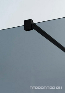 Душевая перегородка 1200хh1950мм, правая/левая, (стекло графит 8мм, поперечный укорачиваемый кронштейн 1200мм, фурнит. цв.черный мат.),  ZZ Cezares Liberta LIBERTA-L-1-120-120-GR-NERO